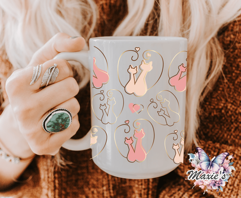 Pink Feline Love ππ Graphic Design 16oz. UVDTF Cup Wrap