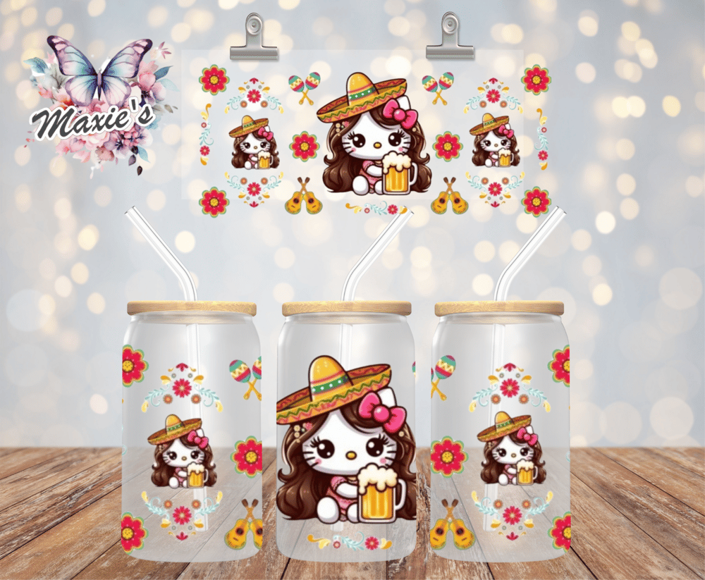 Kitty Adores Hispanic Culture 16oz. UVDTF Cup Wrap