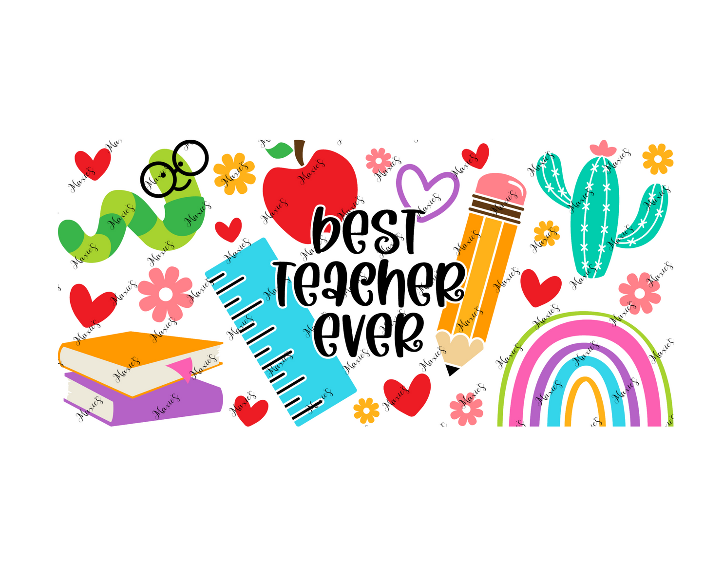 Best Teacher Ever Graphic Design 16oz. Sublimation Print