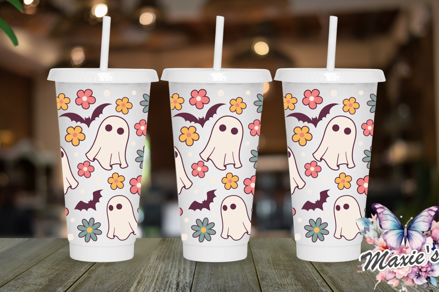 (NO Hole) Floral Ghosts š» Theme 24oz. UVDTF Tumblr Wrap