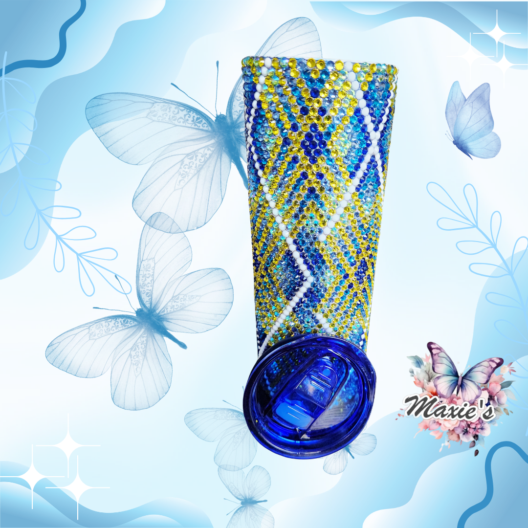 The Blue ✨️ Rhinestone Blinged 20oz. Stainless Steel Skinny Tumbler