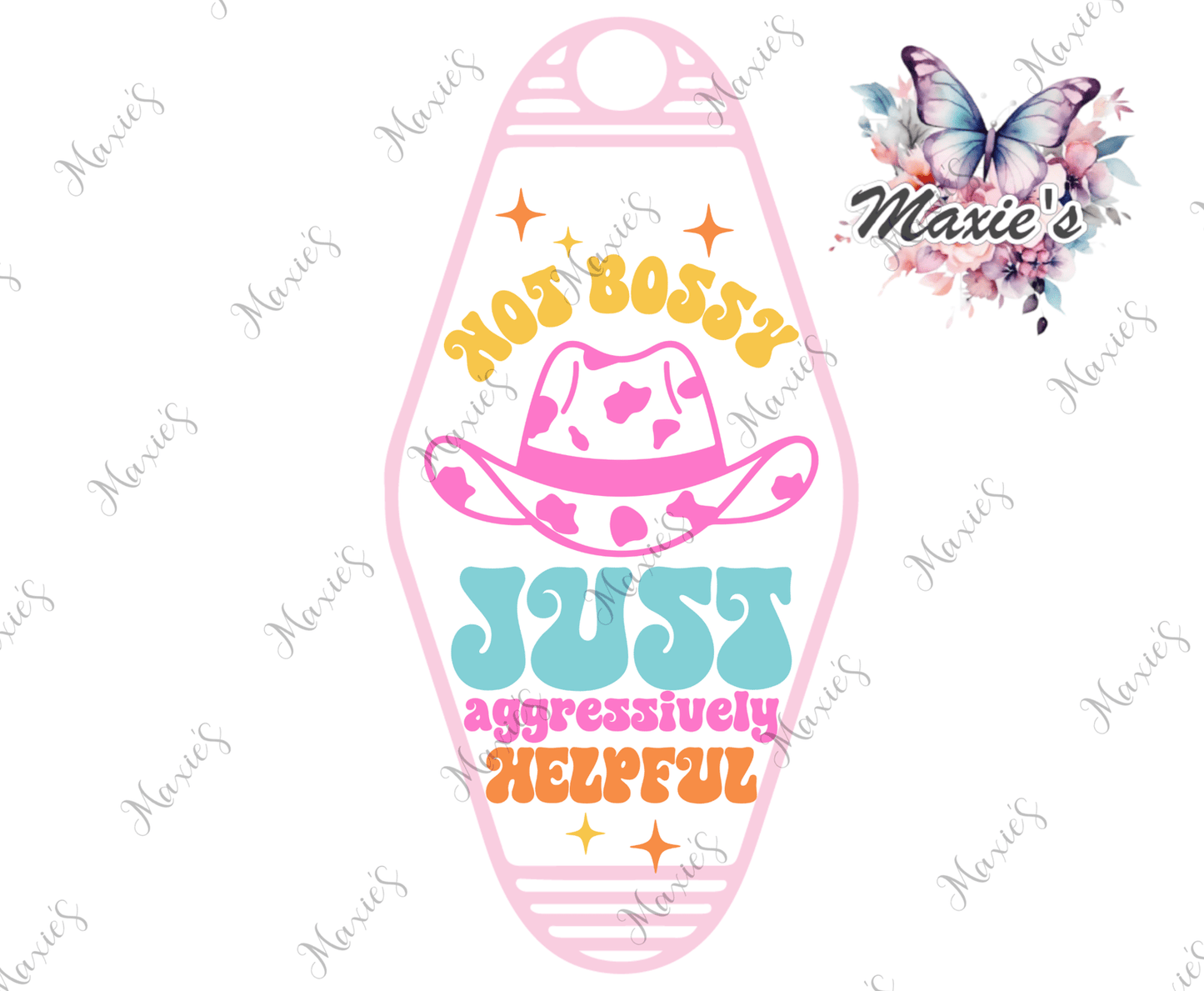 Not Bossy Graphic Design UVDTF Motel Keychain Decal