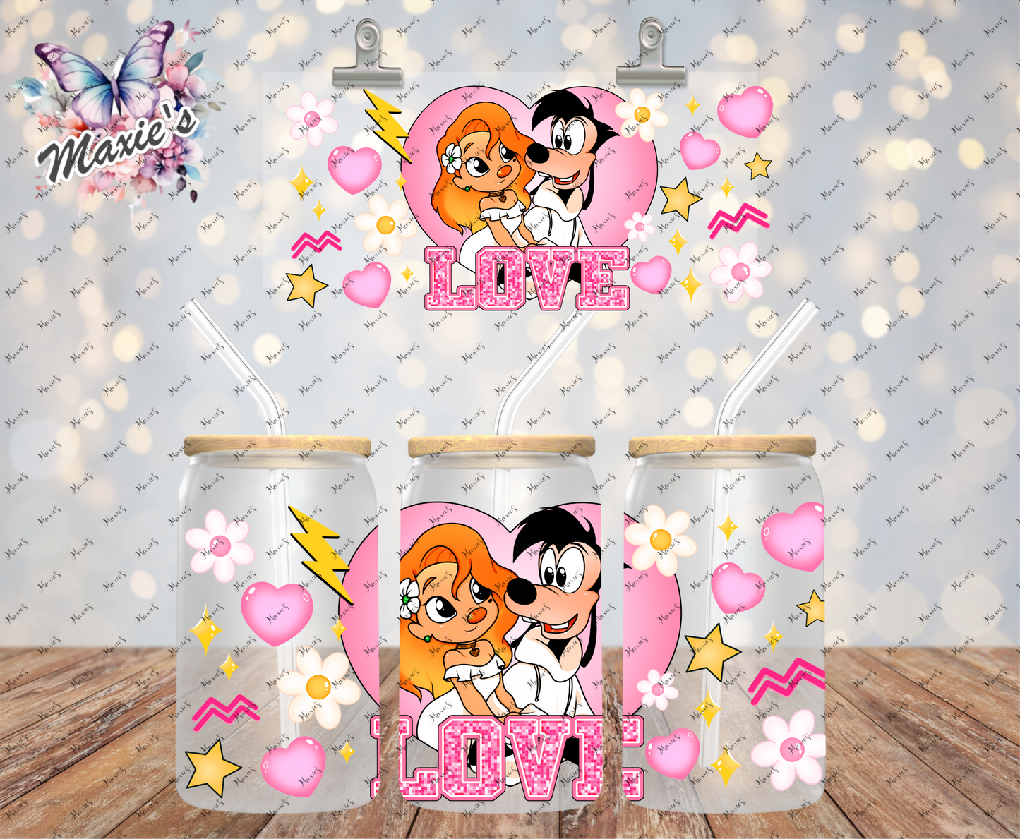 ✨️Double-Sided✨️ Max & Roxanne Pink Love Story Graphic Design 16oz. UVDTF Cup Wrap