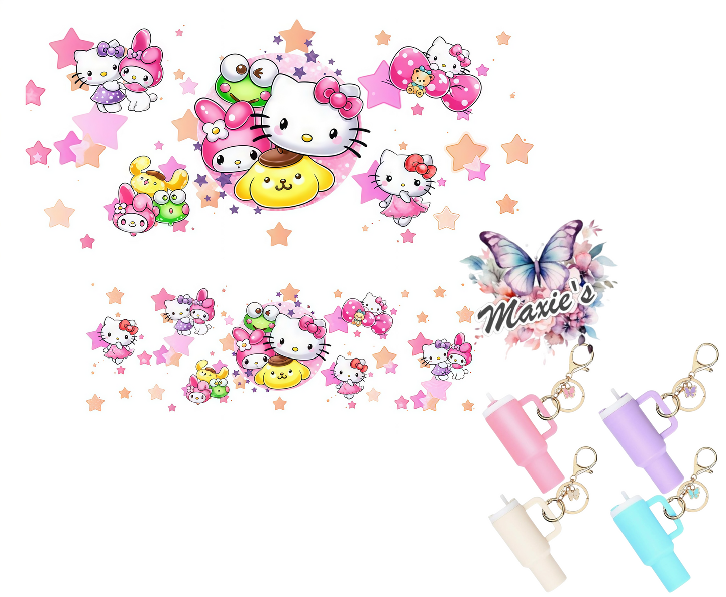 Hello Kitty & Friends Graphic Design UVDTF Mini Stanley Tumblr Keychain Decal