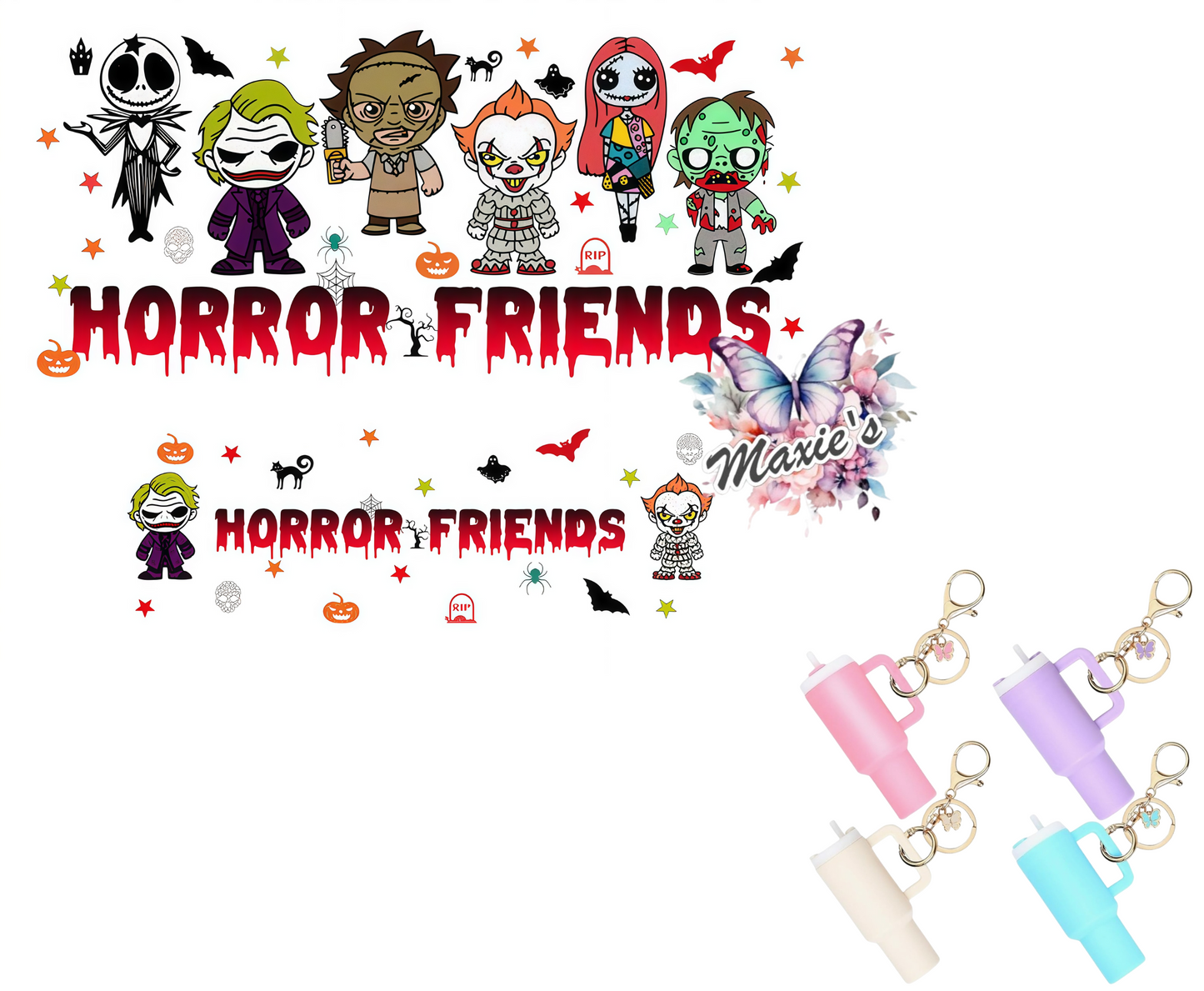 Horror Friends Graphic Design UVDTF Mini Stanley Tumblr Keychain Decal