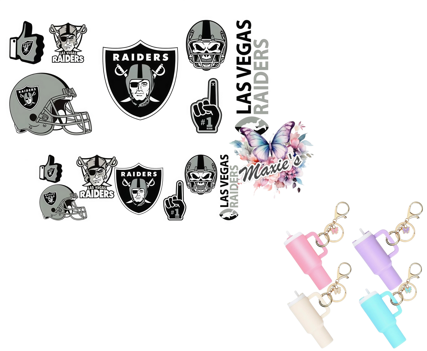 Las Vegas Raiders Football Team Graphic Design UVDTF Mini Stanley Tumblr Keychain Decal