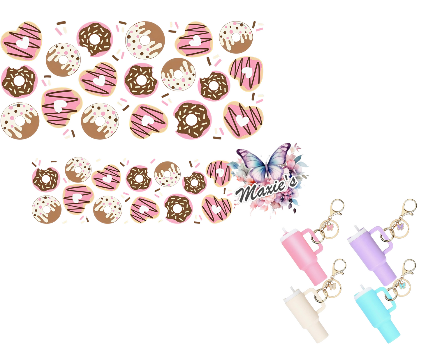 Yummy Dounut Theme UVDTF Mini Stanley Tumblr Keychain Decal