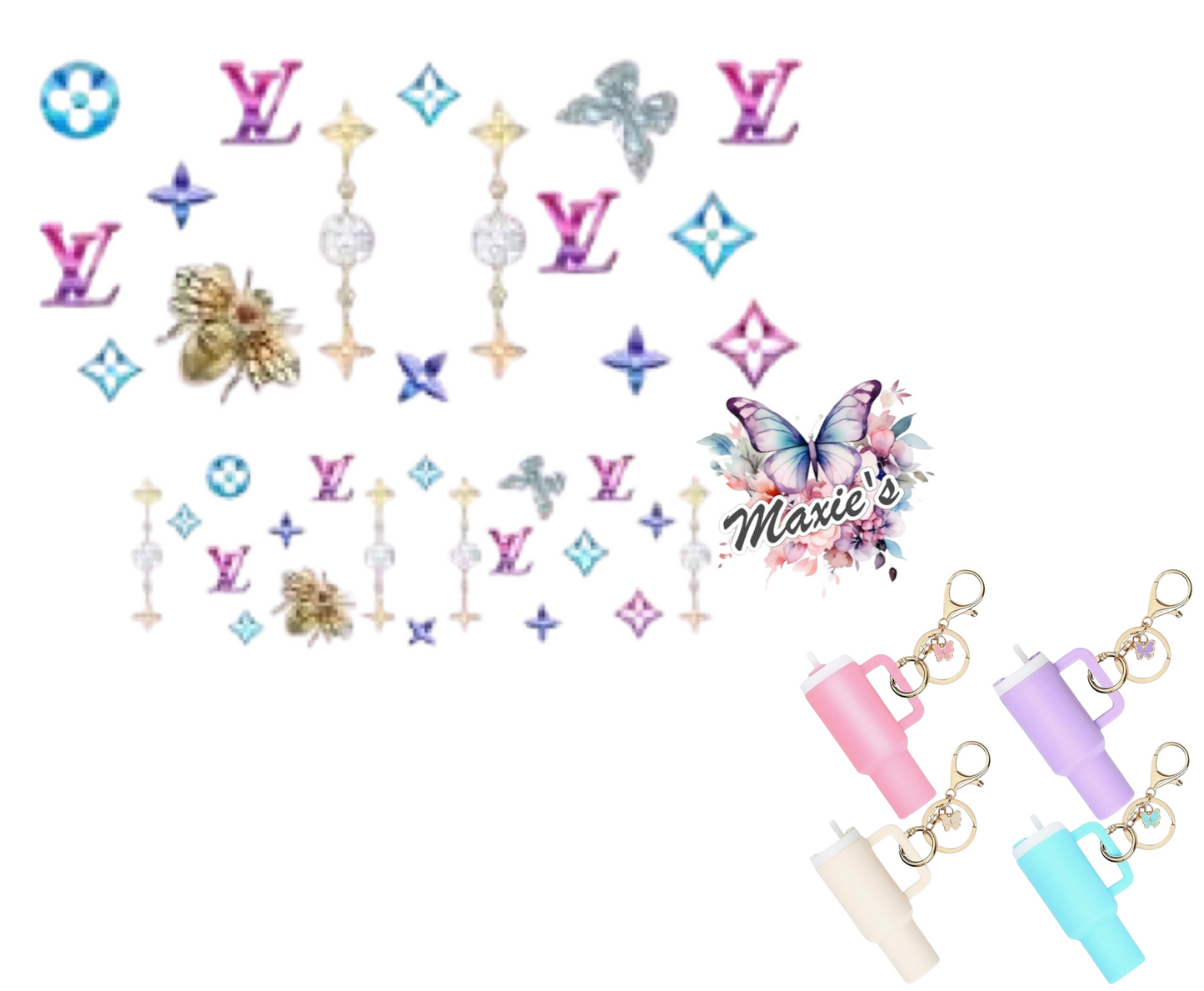 Monogram Theme UVDTF Mini Stanley Tumblr Keychain Decal