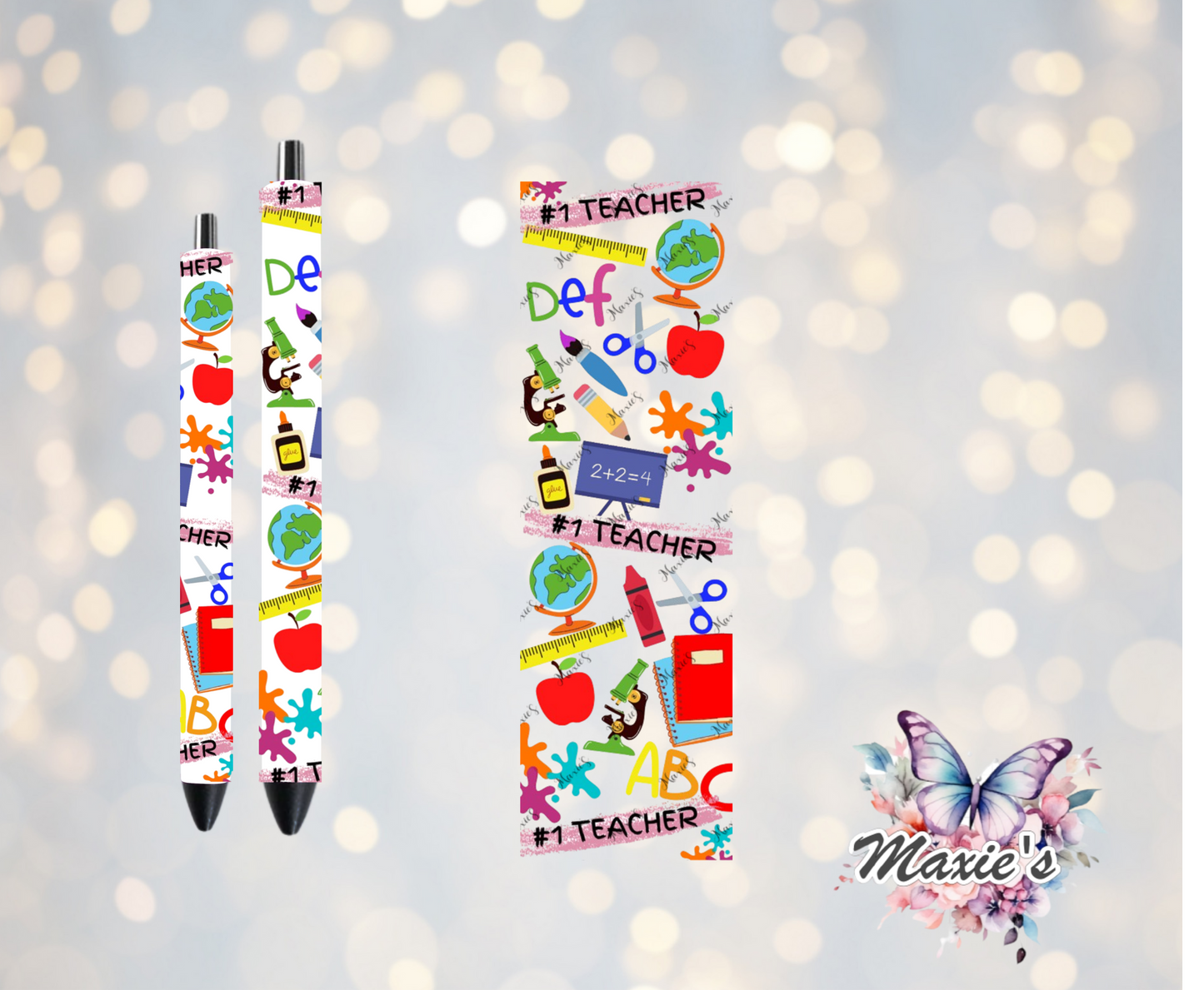 Teacher Theme UVDTF Pen Wrap/Bookmark Decal