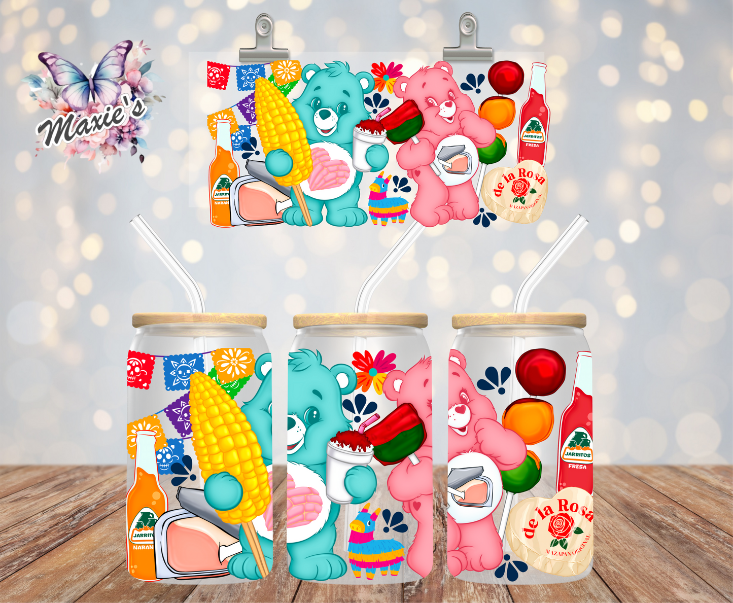 ✨️Double-Sided✨️ Care Bears Love Deliciosos Dulces Mexicanos Graphic Design 16oz. UVDTF Cup Wrap