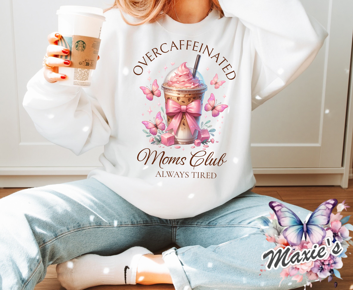 Over Caffeined Moms Club DTF Transfer Print