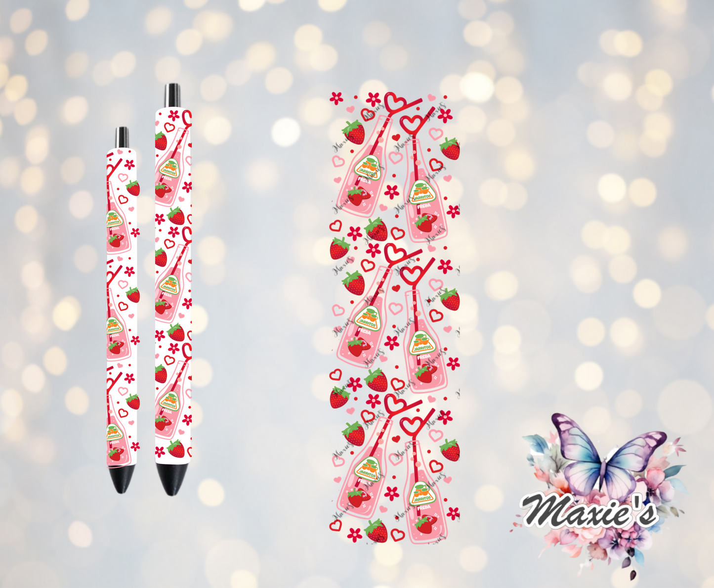 Strawberry π Soda Pop Theme UVDTF Pen Wrap/ Bookmark Decal