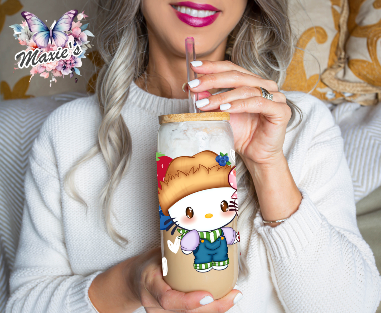 Berry Kitty Couple Graphic Design 16oz. UVDTF Cup Wrap