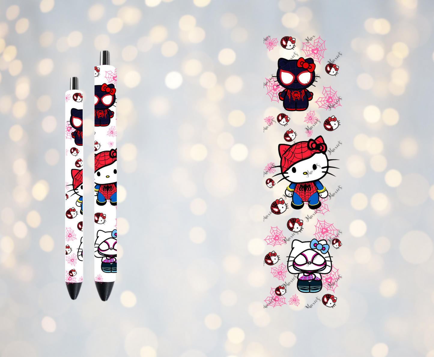 Spider Kitty Graphic Design UVDTF Pen Wrap / Bookmark Decal