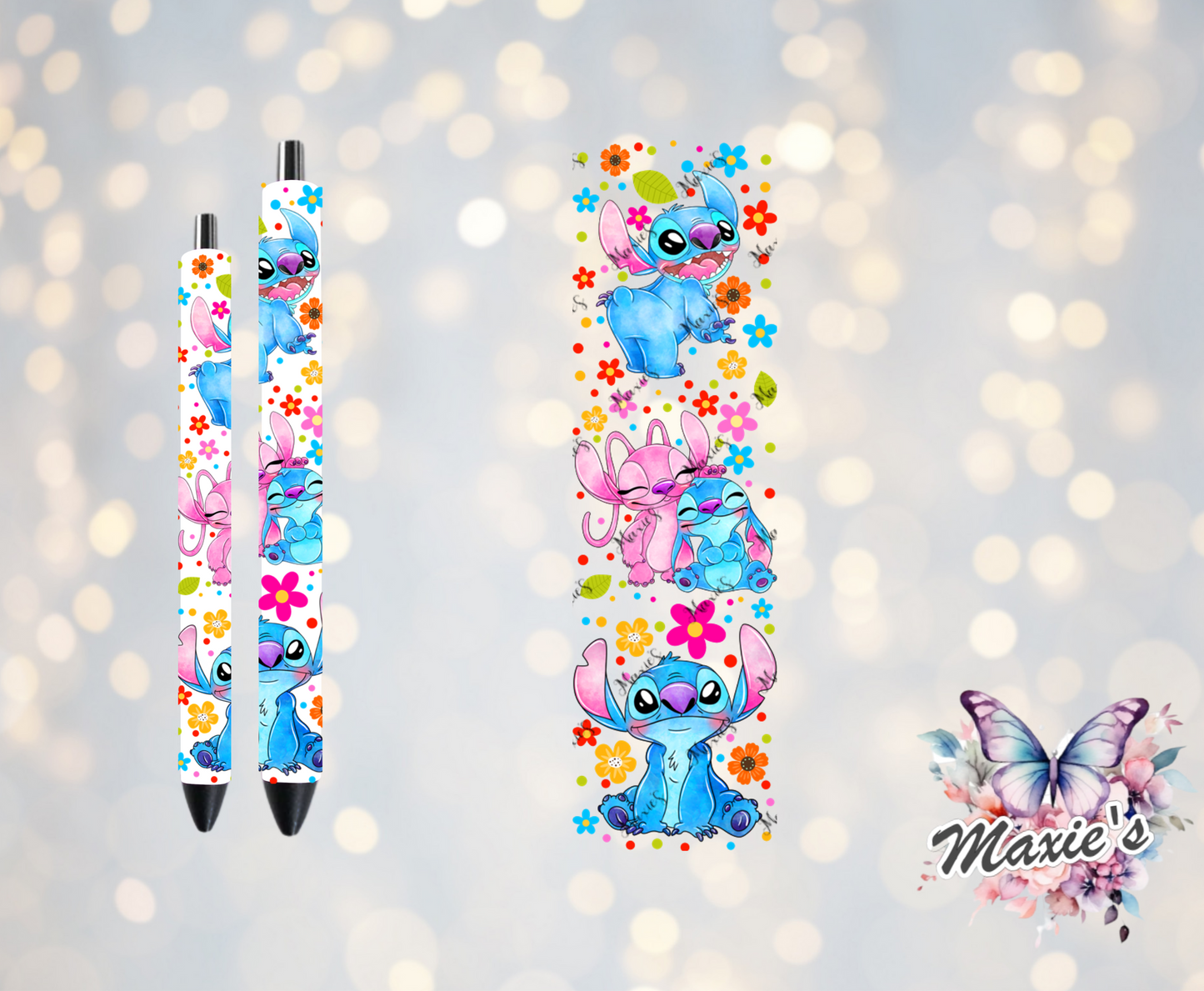 Floral Stitch Couple UVDTF Pen Wrap / Bookmark Decal
