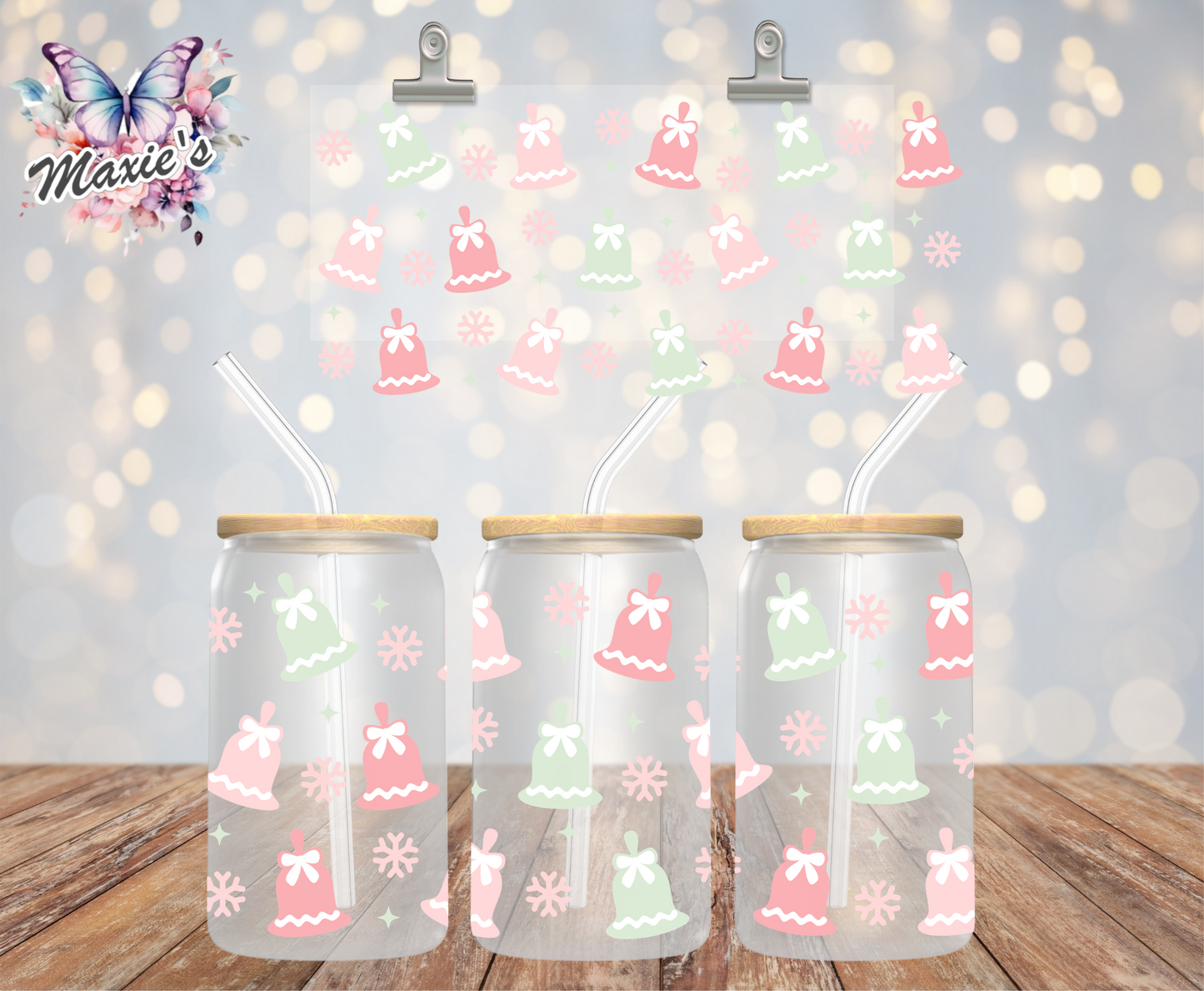 X'Mas Pastel Bells π Theme 16oz. UVDTF Cup Wrap