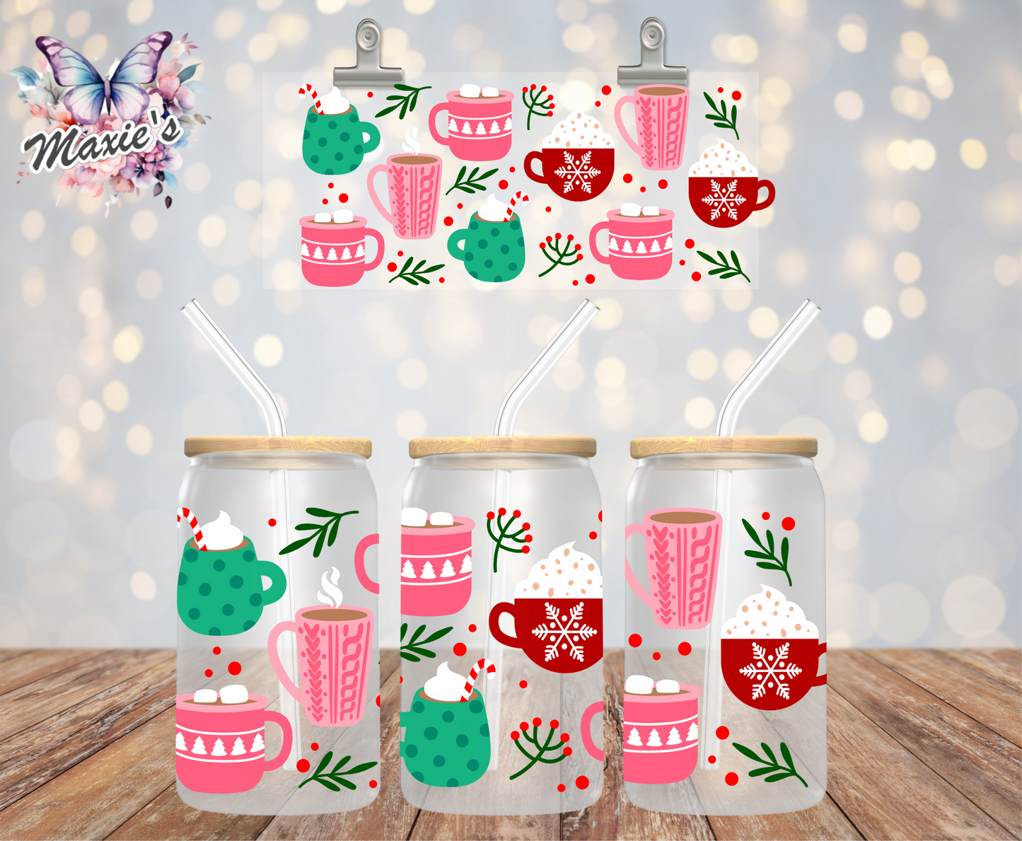 Hot Cocoa & Marshmallows Season Graphic Design 16oz. UVDTF Cup Wrap