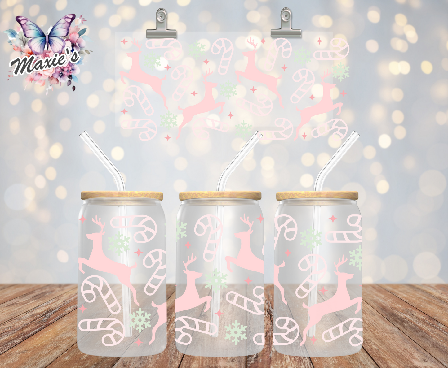 ❄️ Snowflakes, Candy Canes & Reindeer Theme 16oz. UVDTF Cup Wrap