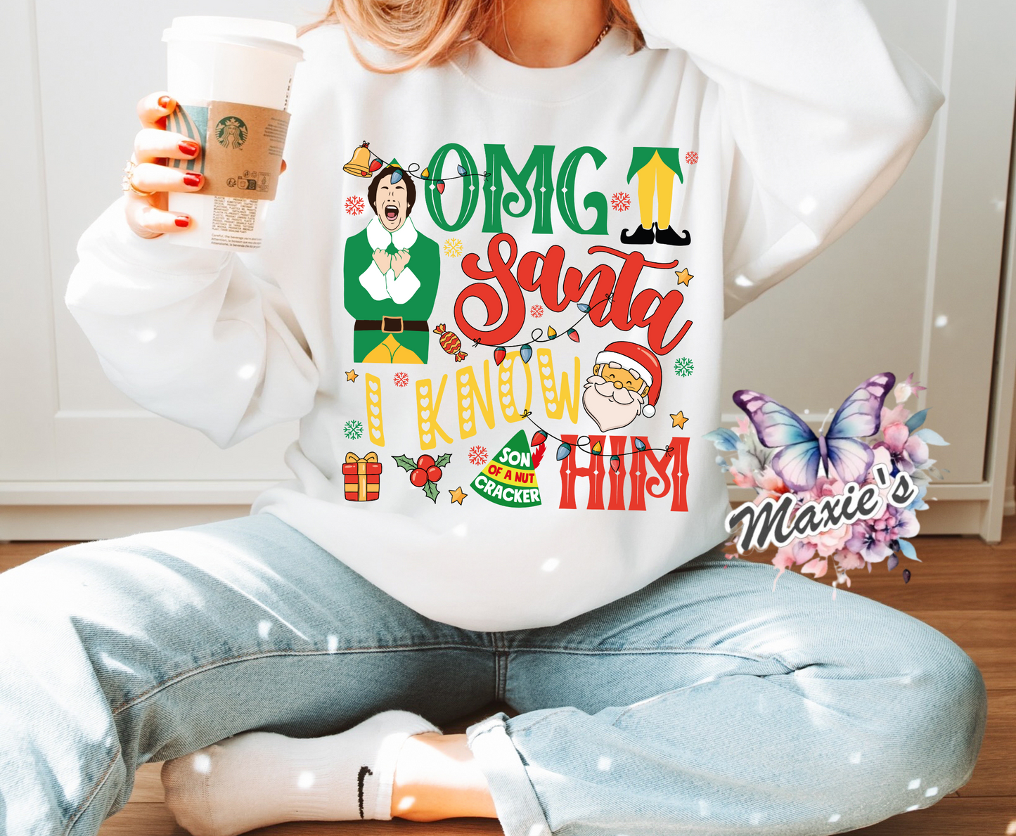 OMG!! It's Santa 🎅 Screaming Elf Graphic Design DTF Transfer Print
