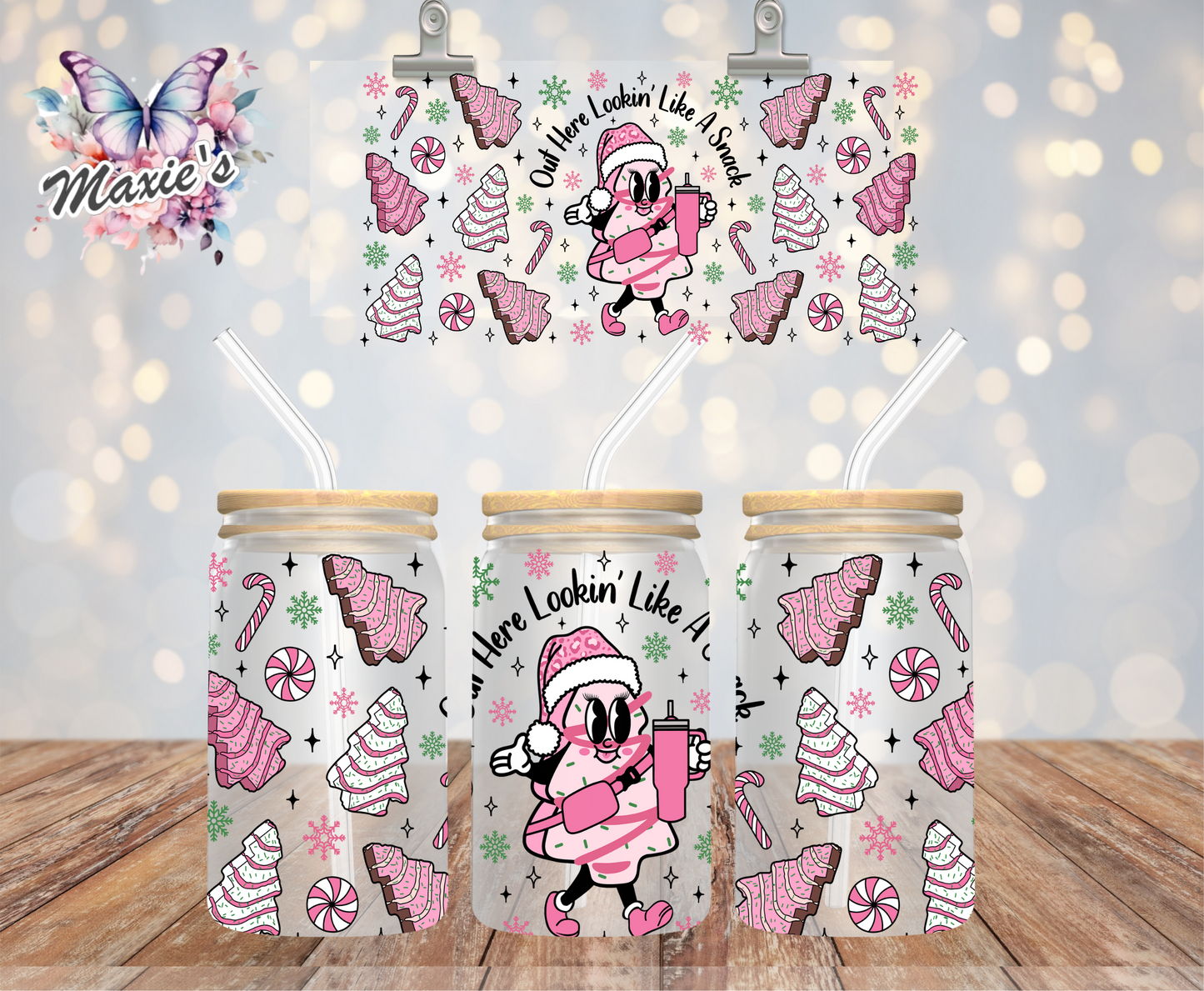 ✨️Double-Sided✨️ Out Here Looking Like A Snack Funny X'mas Graphic Design 16oz. UVDTF Cup Wrap