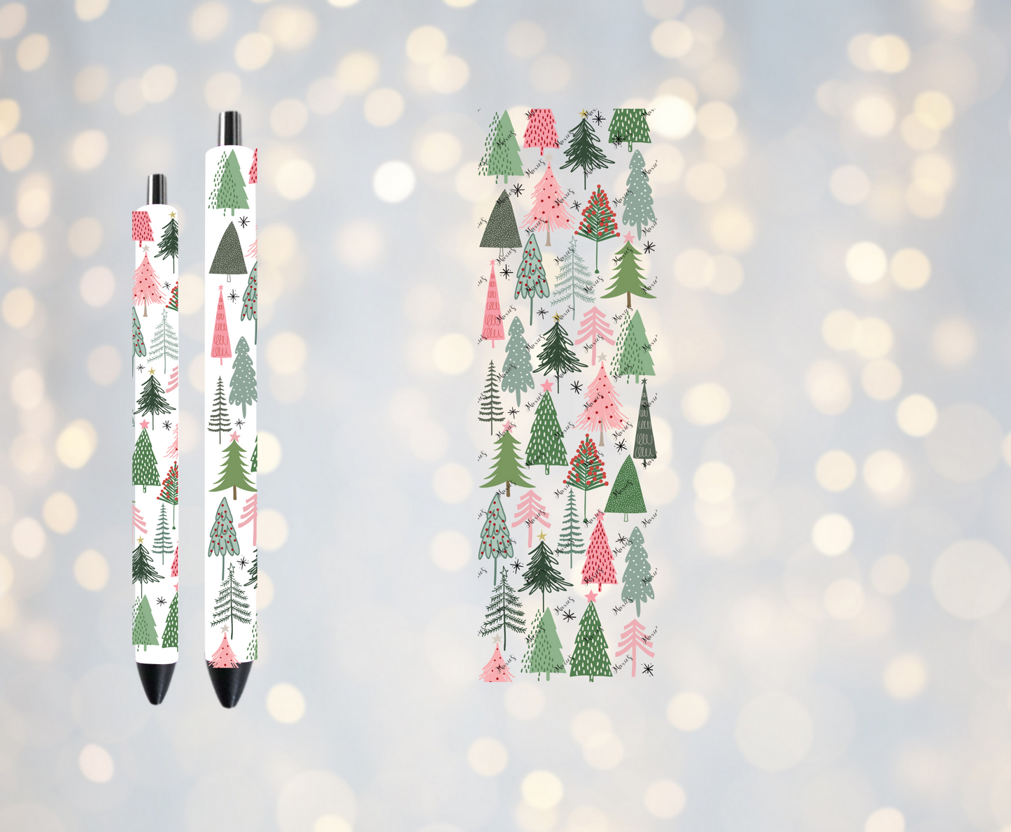 X'mas Tree Theme UVDTF Pen Wrap / Bookmark Decal