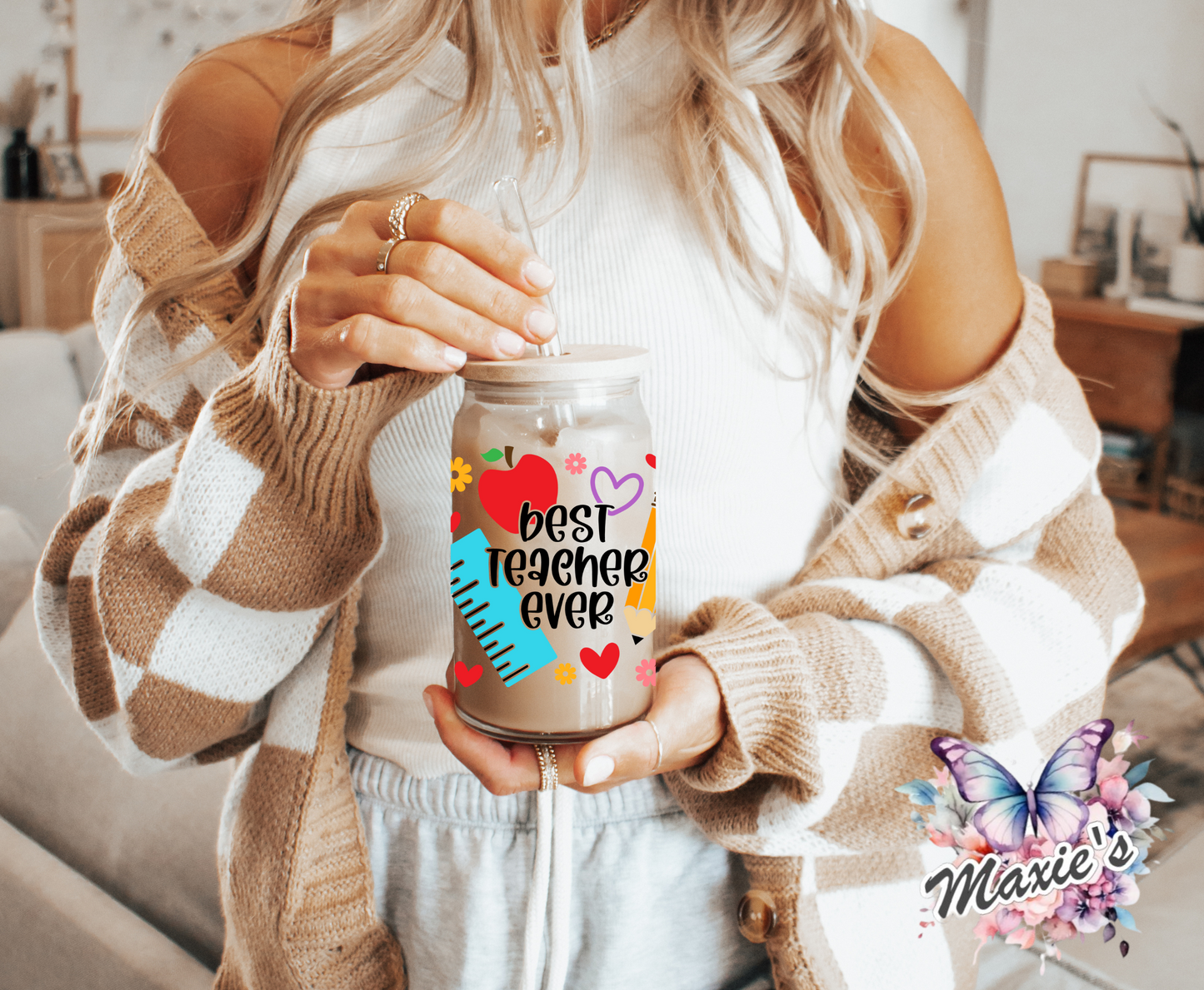 Best Teacher Ever Graphic Design 16oz. Sublimation Print