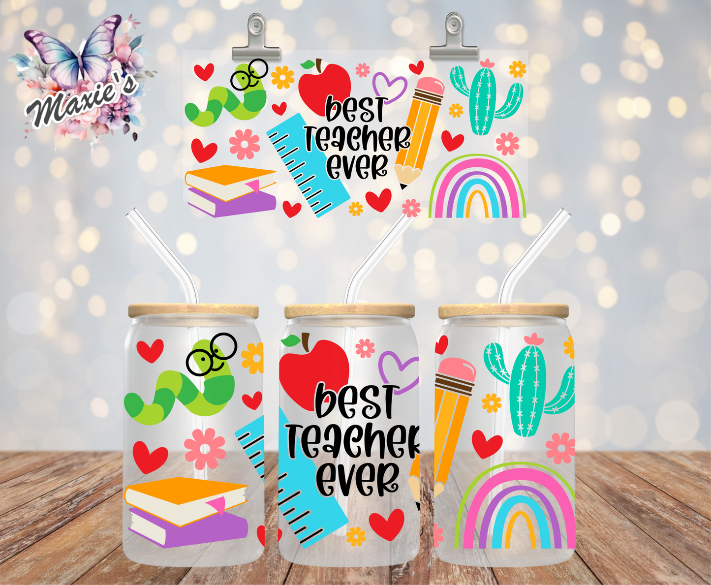 Best Teacher Ever Graphic Design 16oz. Sublimation Print