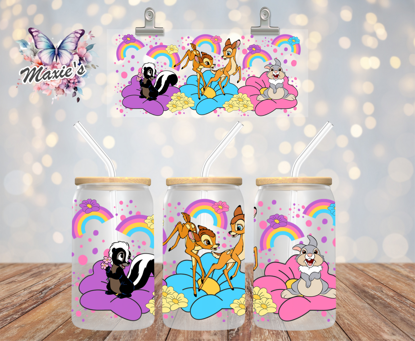 Bambi & Thumper Rainbow π Graphic Design 16oz. UVDTF Cup Wrap