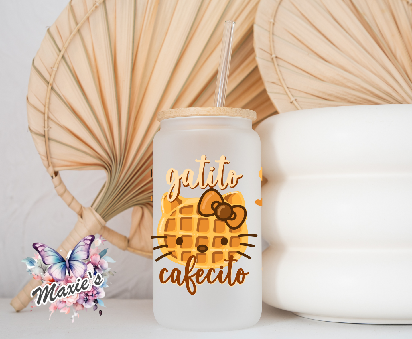 Waffle ๐ง Kitty Cafecito Graphic Design 16oz. UVDTF Cup Wrap