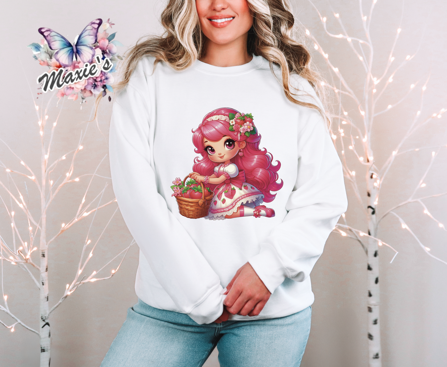 Pretty Strawberry ๐ Girl Graphic Design DTF Transfer Print