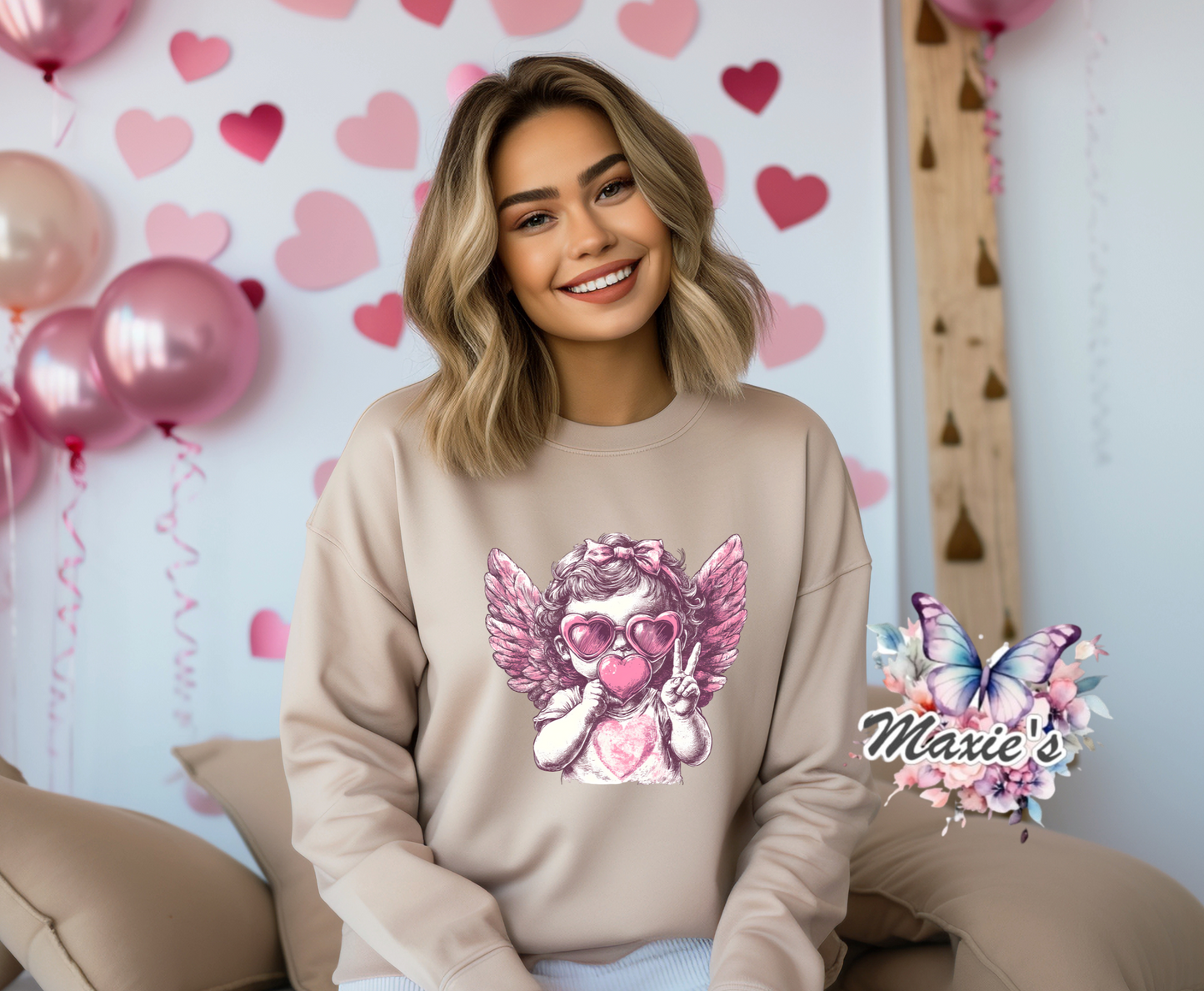 Vintage Bubble Gum Cupid Graphic Design DTF Transfer Print