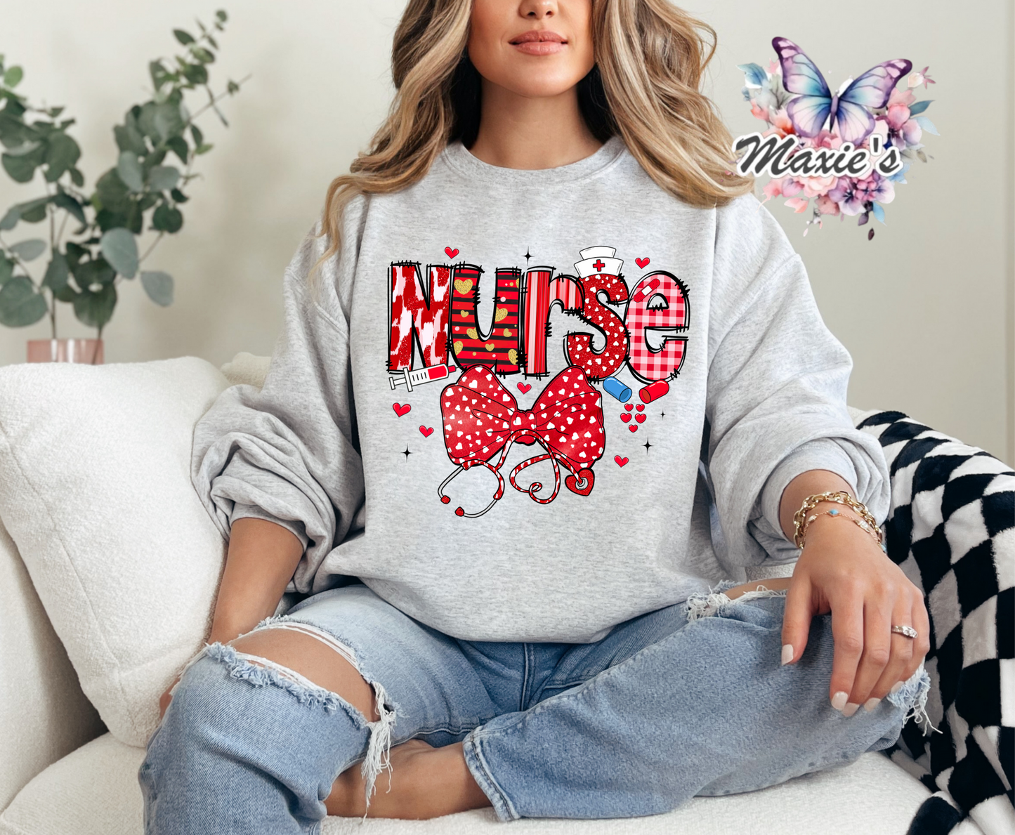 Valentine Nurse Graphic Design DTF Transfer Print