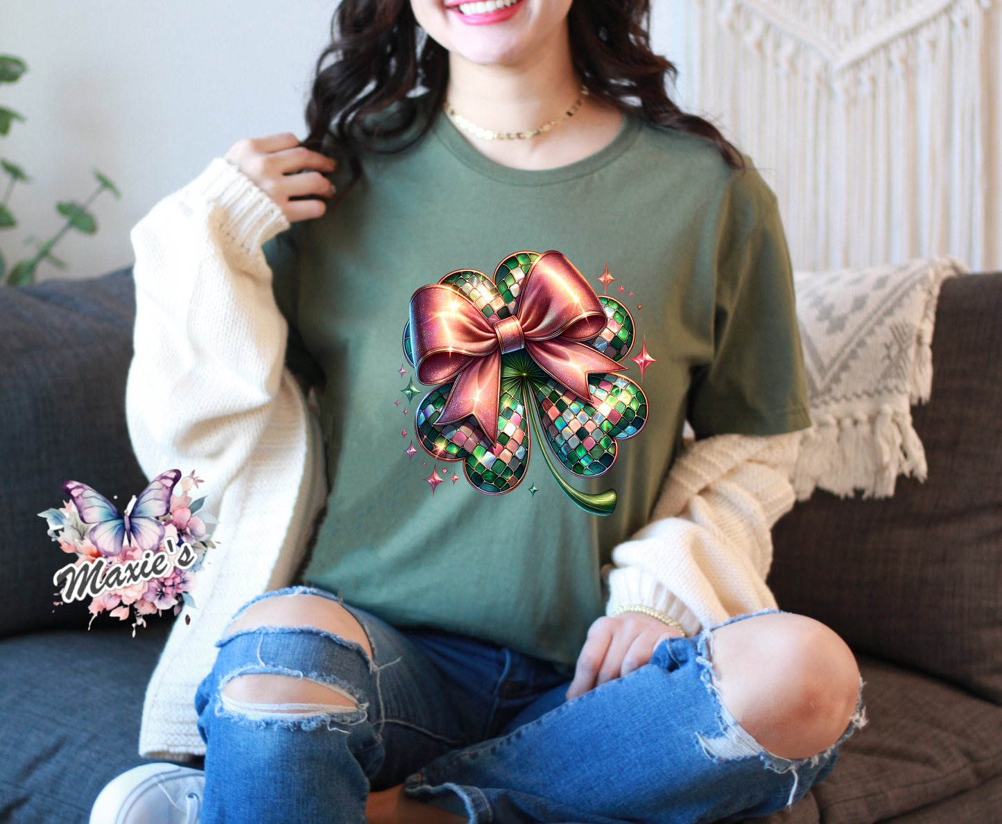 Coquette Lucky Clover ๐ DTF Transfer Print