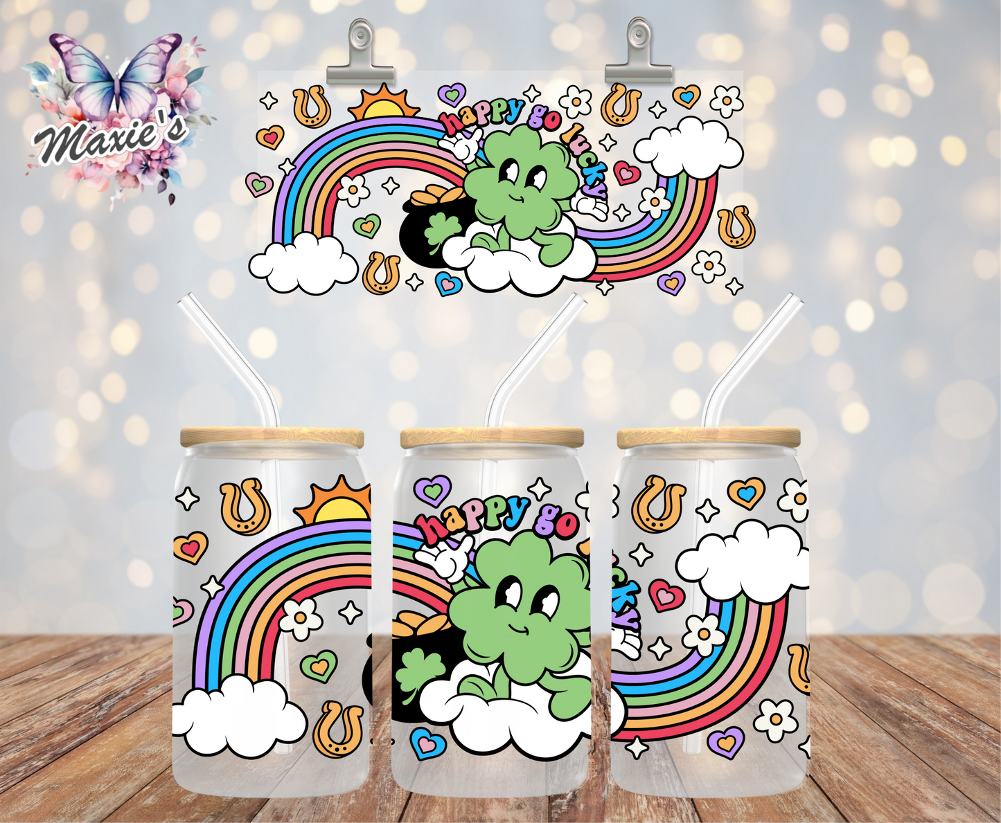 Happy Go Luck Clover π Graphic Design 16oz. UVDTF Cup Wrap