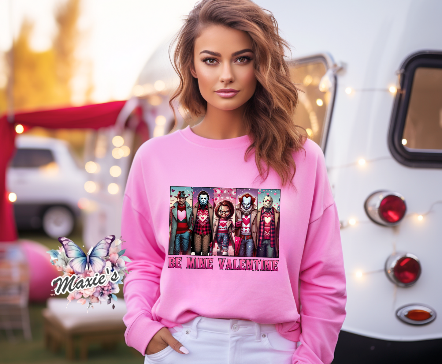 Be My Valentine Pink Horror Style Graphic Design DTF Transfer Print