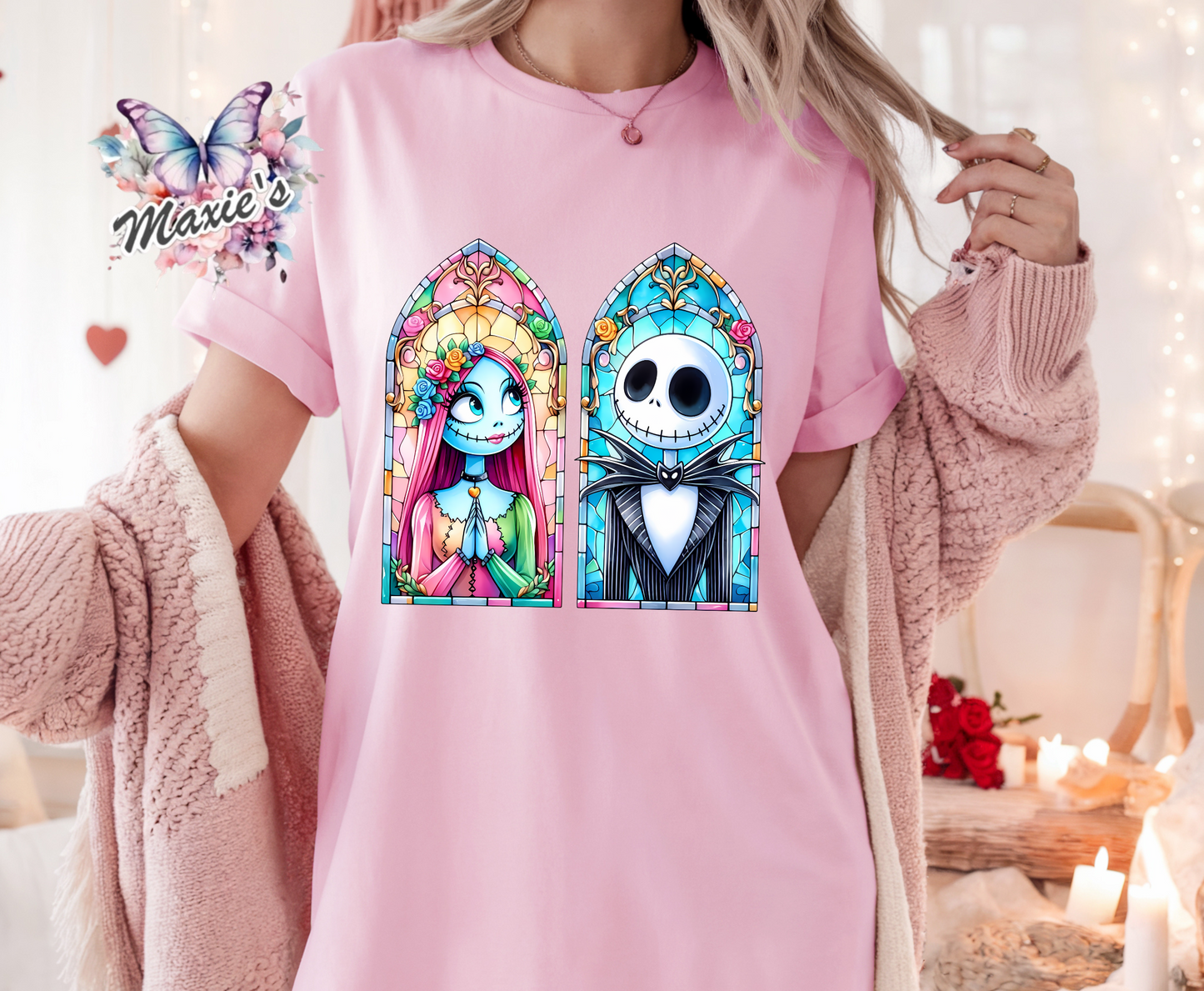 Jack & Sally Stained Glass Graphic Design DTF Transfer Print