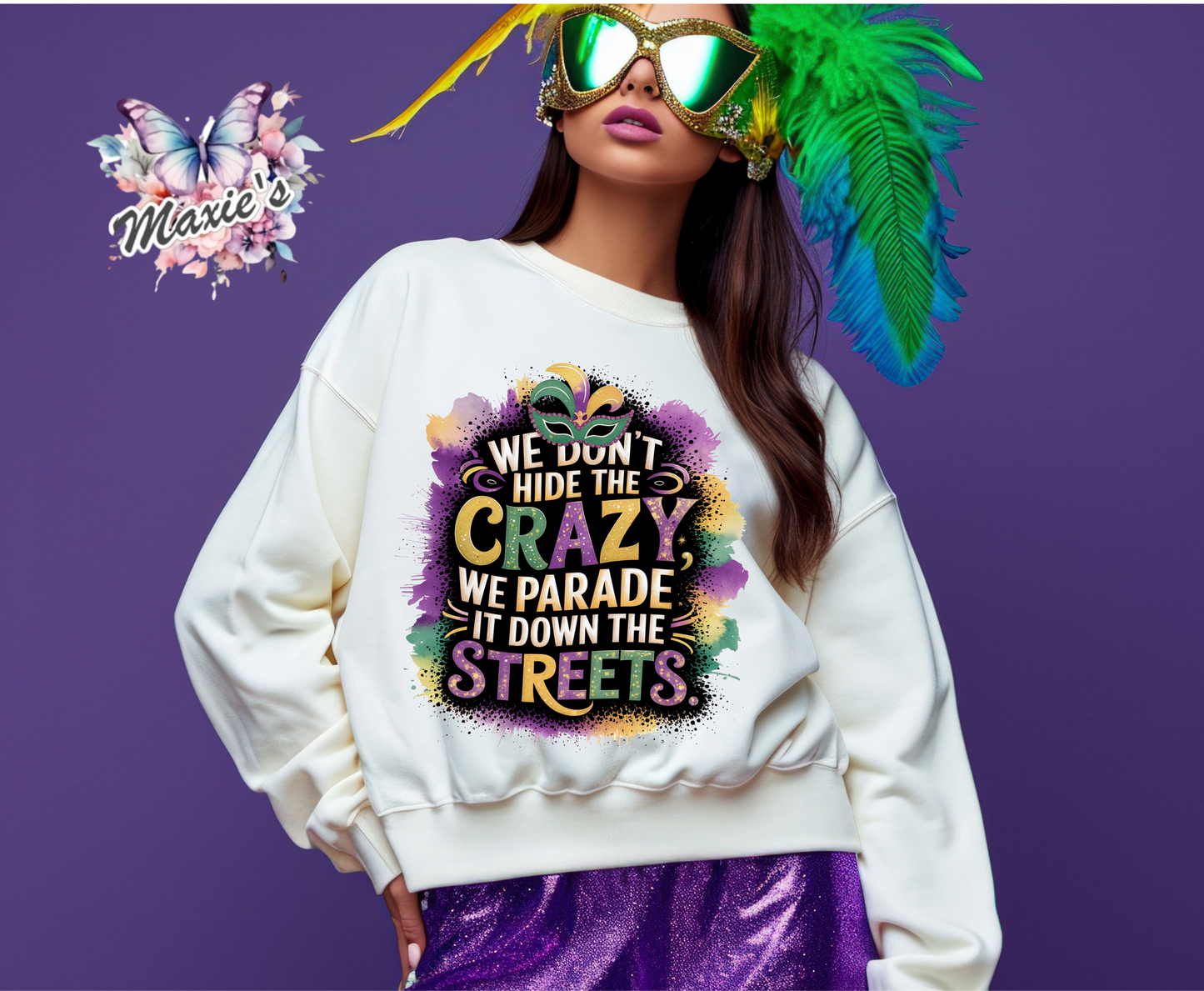 We Parade Down The Street Madi Gras Graphic Design DTF Transfer Print