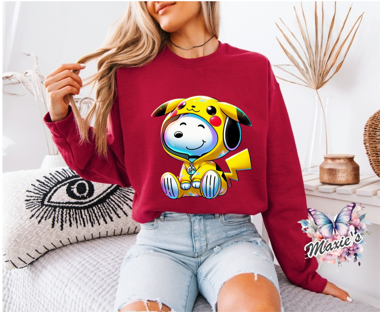 Pikachu Style Snoopy Graphic Design DTF Transfer Print