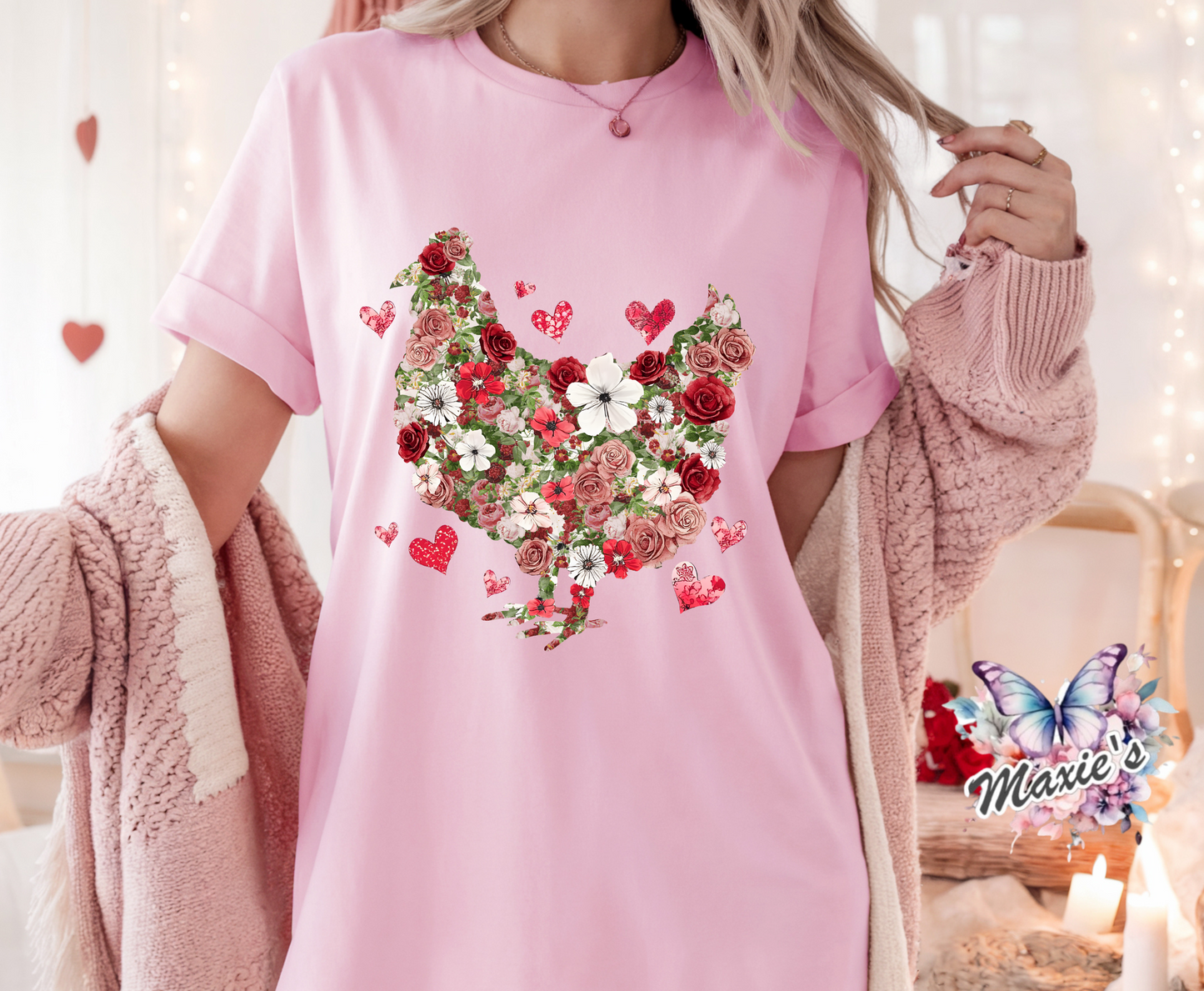 Floral Chick Graphic Design DTF Transfer Print