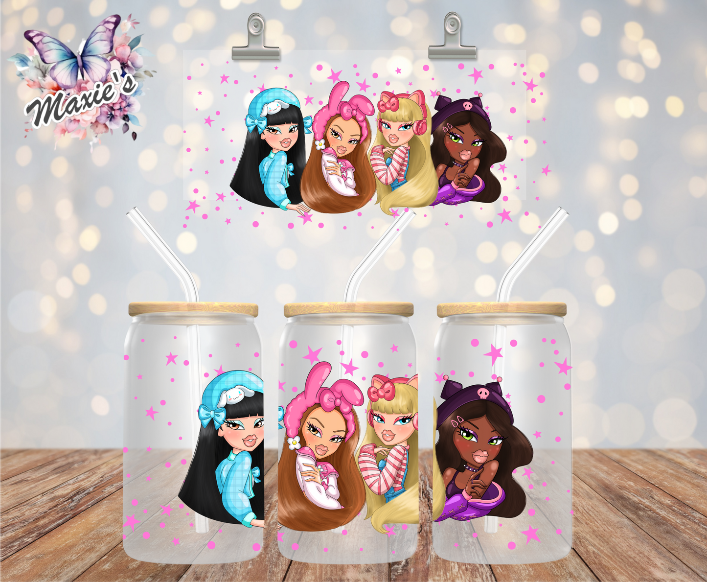 ✨️Double-Sided✨️ HK Style Bratz Girls Graphic Design 16oz. UVDTF Cup Wrap