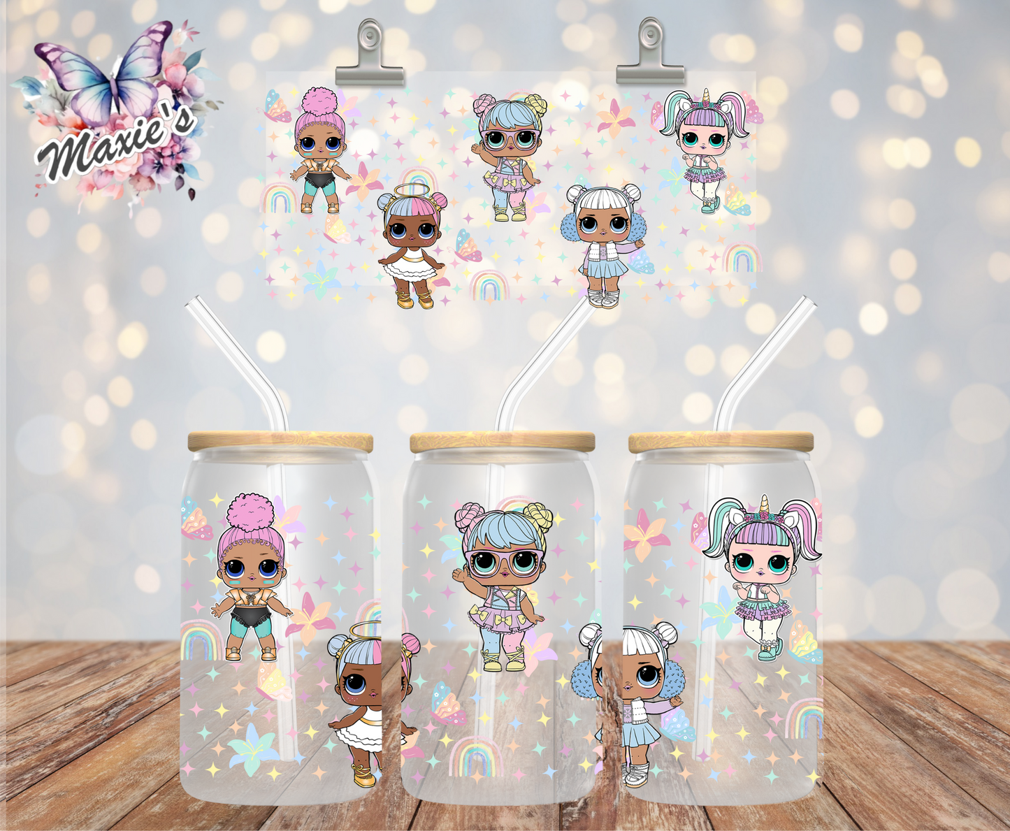 ✨️Double-Sided ✨️ Surprised Girl Dolls Graphic Design 16oz. UVDTF Cup Wrap
