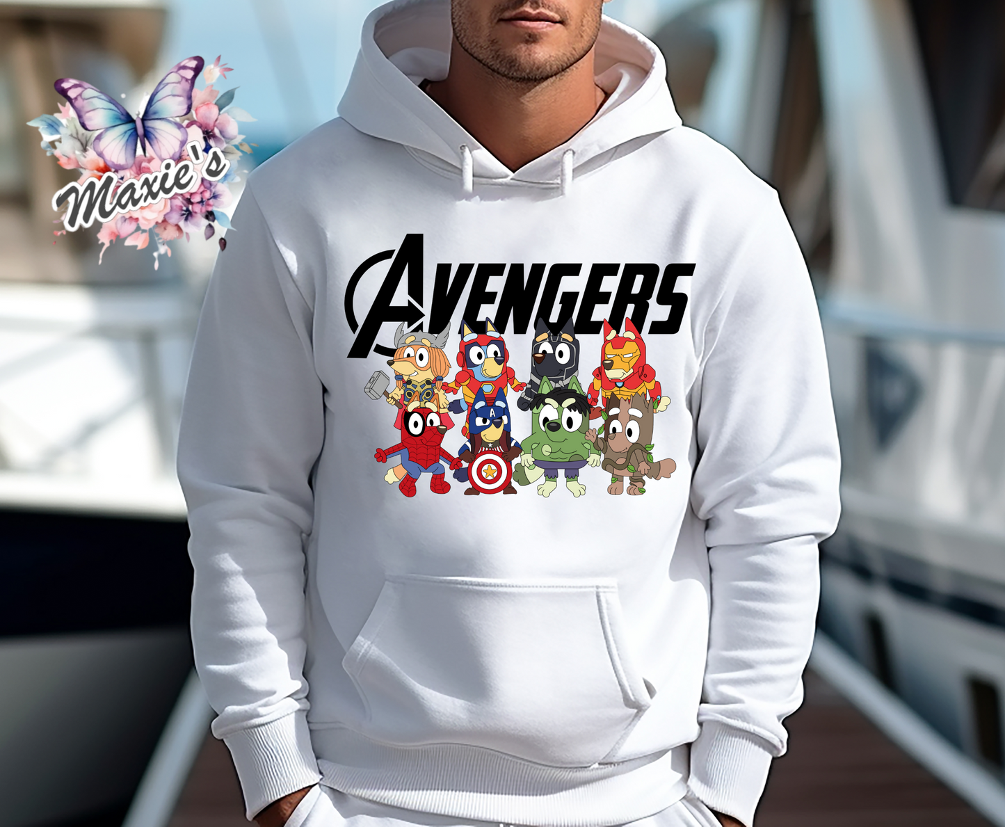 Avengers Bluey Characters Graphic Design DTF Transfer Print