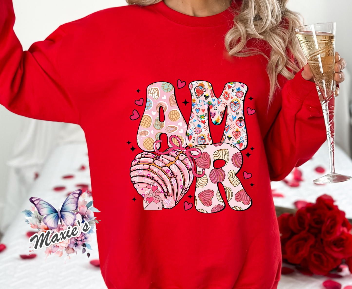 AMOR Valentine Concha Theme DTF Transfer Print