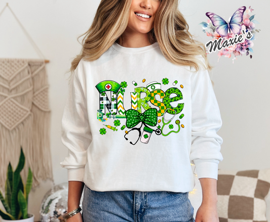 Nurse St. Patrick Day Theme Graphic Design DTF Transfer Print