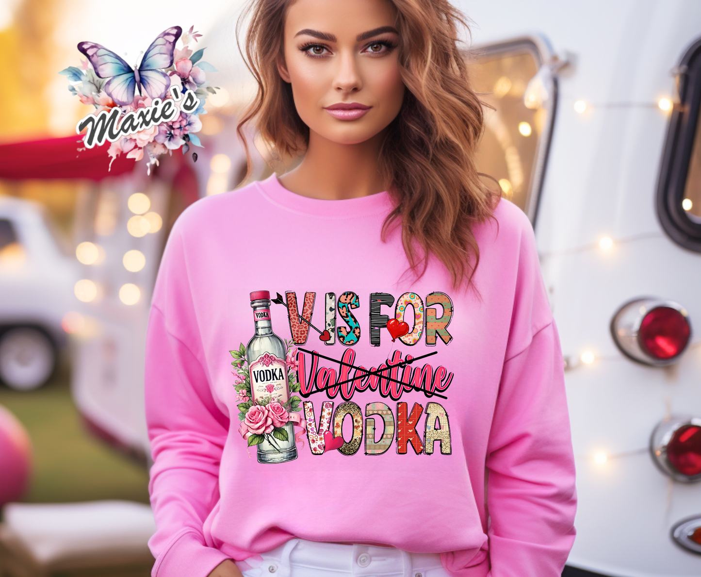 "V" Is For Vodka Graphic Design DTF Transfer Print