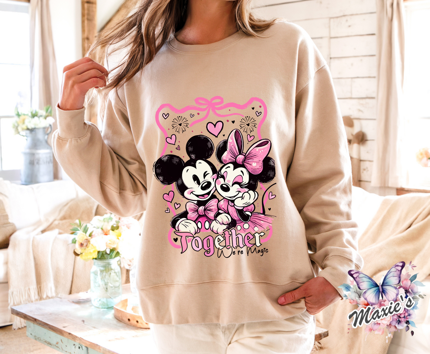 Together We Are Magic Vintage Mickey & Minnie Graphic Design DTF Transfer Print