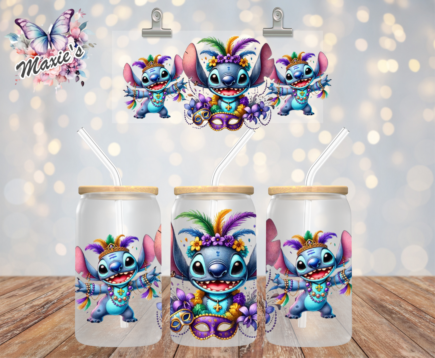 Mardi Gras Stitch Graphic Design 16oz. UVDTF Cup Wrap