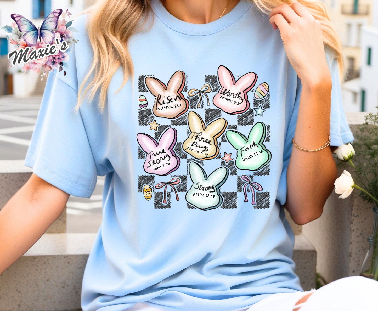 Checkered Bunny Theme DTF Transfer Print