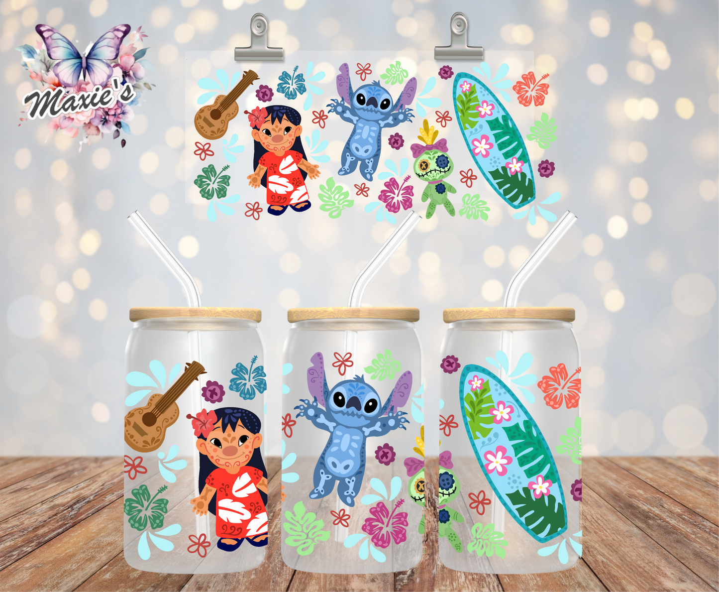 Talavera Style Lilo & Stitch Graphic Design 16oz. UVDTF Cup Wrap