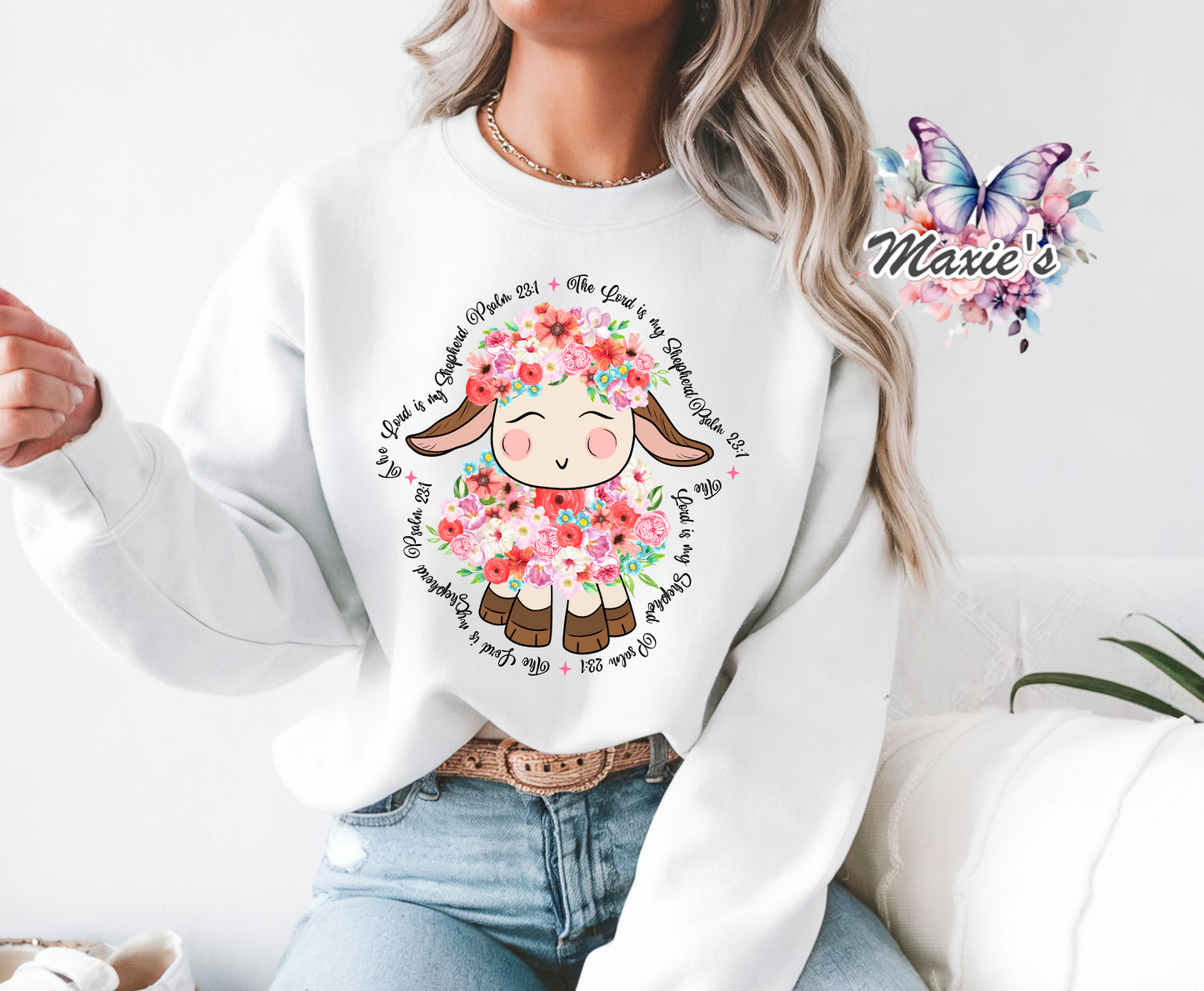 Lord Is My Shepherd Floral Sheep π Graphic Design DTF Transfer Print